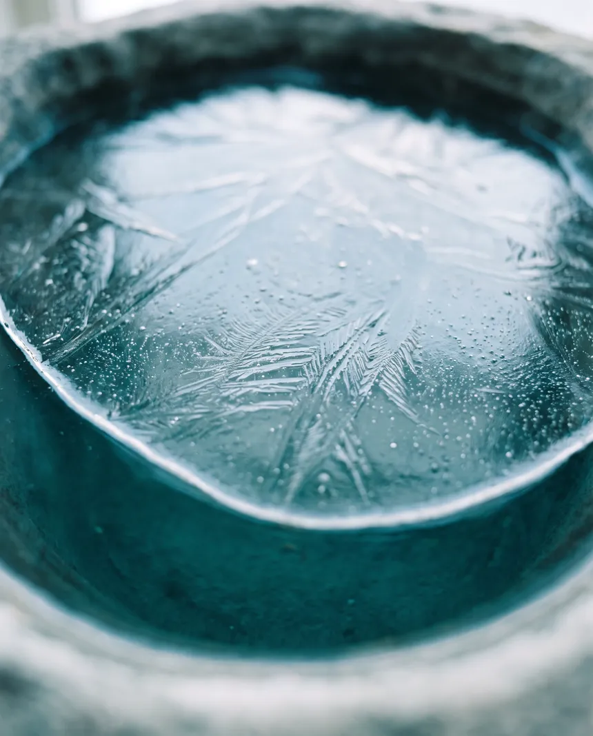 Frost on still, cold water