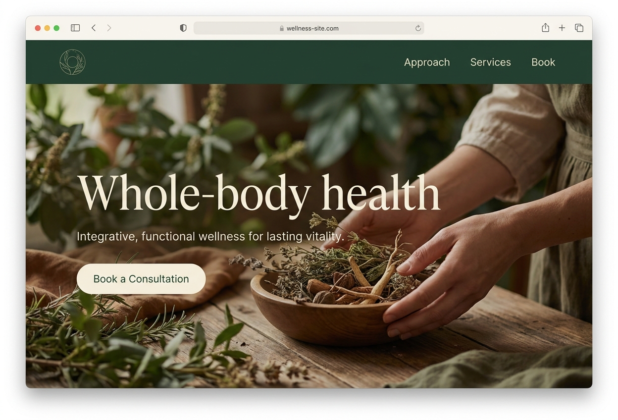 A holistic medicine website concept.