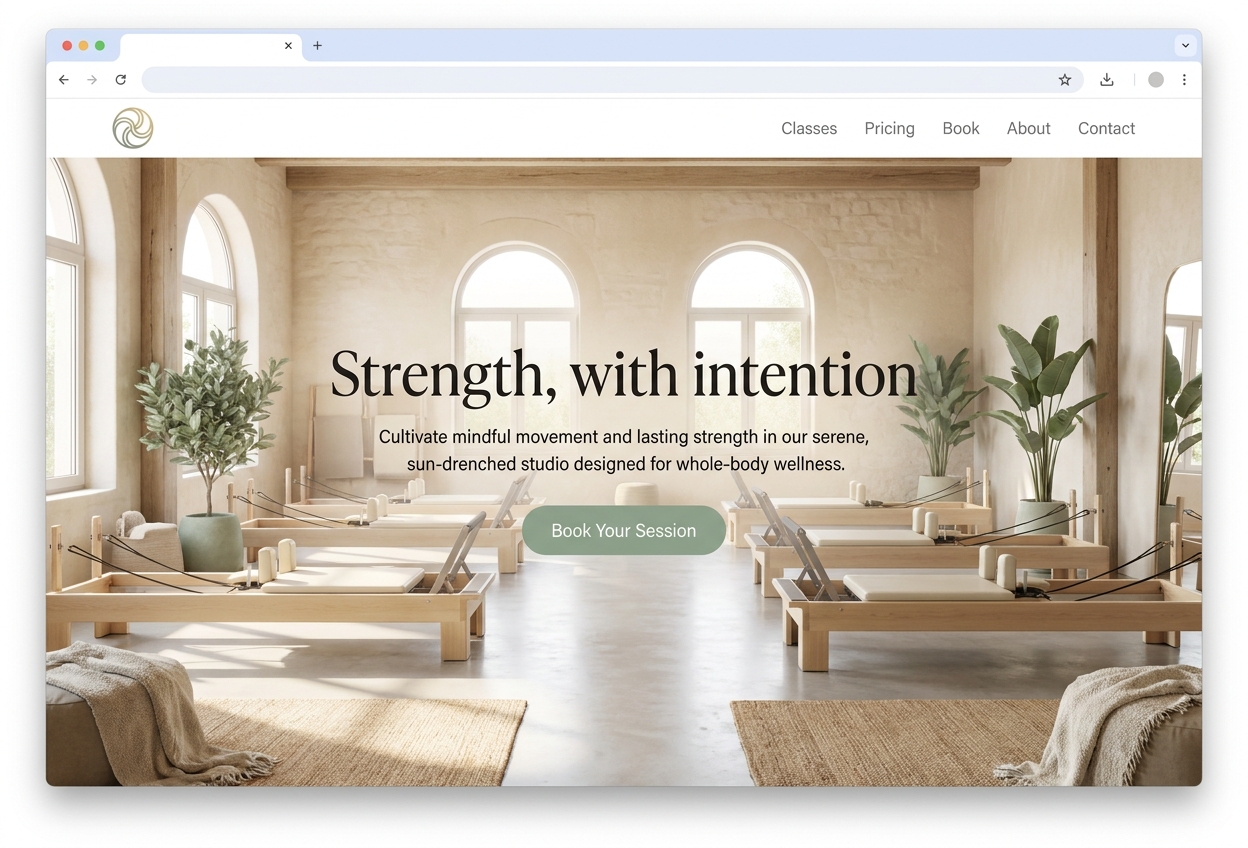 A pilates studio website concept.
